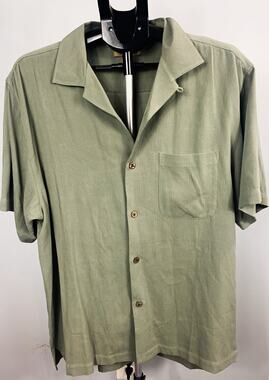 Gold Tri-Mountain 100% Silk Button Down Medium Men's Polo NEW